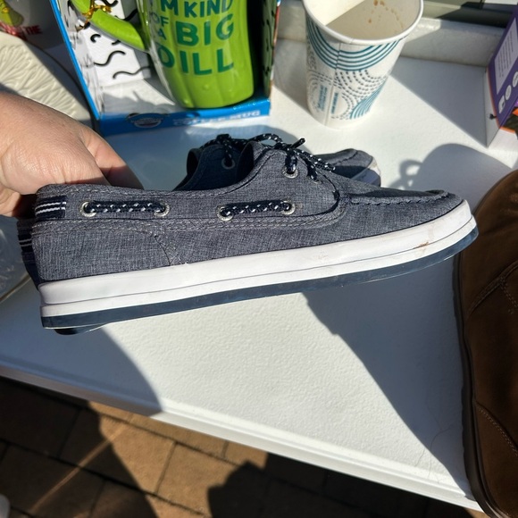 Nautica Blue Boat Shoes with White Soles - Picture 3 of 5